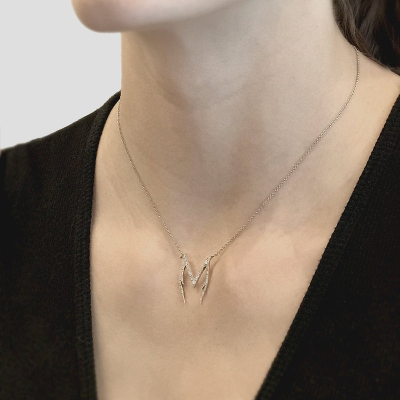 Silver Initial M Necklace, Letter M Necklace, Capital Letter, Sterling  Silver Letter Necklace, Initial Jewelry, Dainty Necklace, BS17-1124B - Etsy